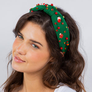 Green Christmas Charm Headband