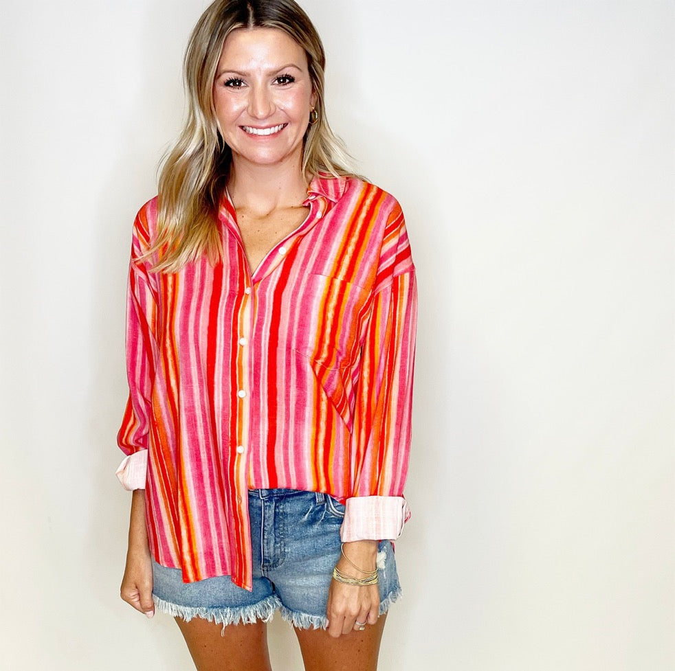 Toni Stripe Button Top