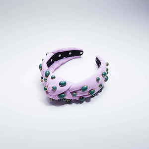 Green Stone Lavender Knot Headband