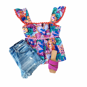 Printed Flutter Top