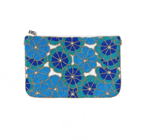 Spring Blue Beaded Clutch