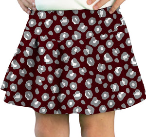 Maroon Leopard Tennis Skort
