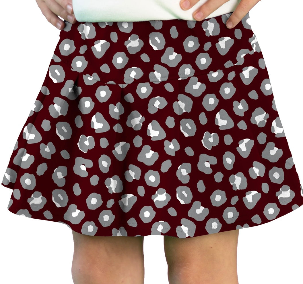 Maroon Leopard Tennis Skort