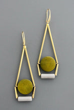 Load image into Gallery viewer, Geometric Green/Gray Earrings
