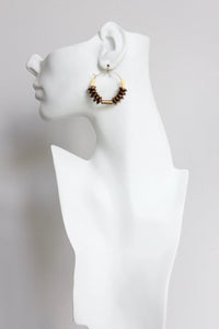 Gold Hematite Hoop Earrings