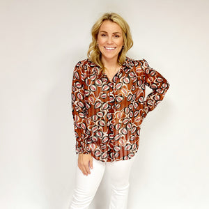 Lurex Printed Collared Top