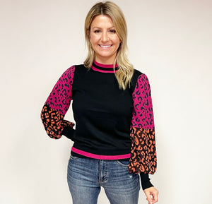 Leopard Sleeve Sweater