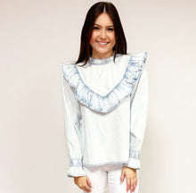 Load image into Gallery viewer, L/S Ruffle Denim Top

