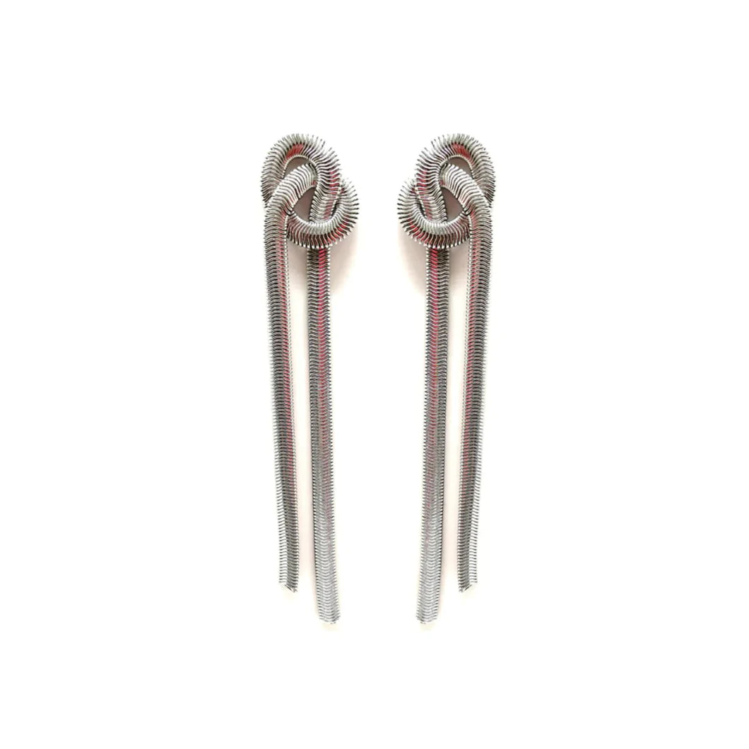 Silver Knot Drop Earrings