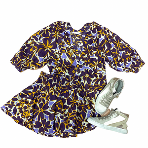 Purple/Gold Button Top