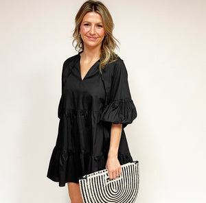 Poplin Tier Tassel Dress