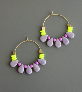 Purple/Yllw Hoop Earrings