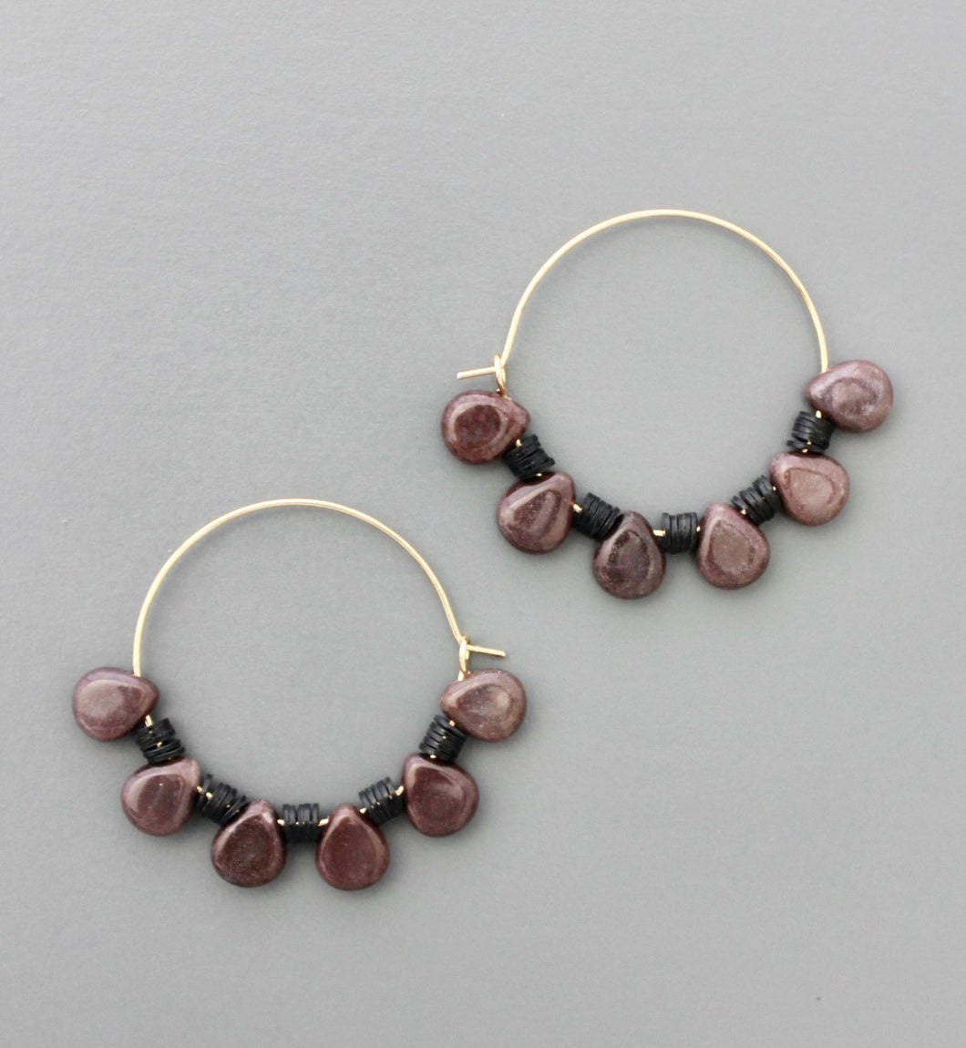 Brown Teardrop Hoops