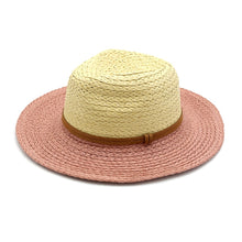 Load image into Gallery viewer, Two Tone Blush Straw Hat
