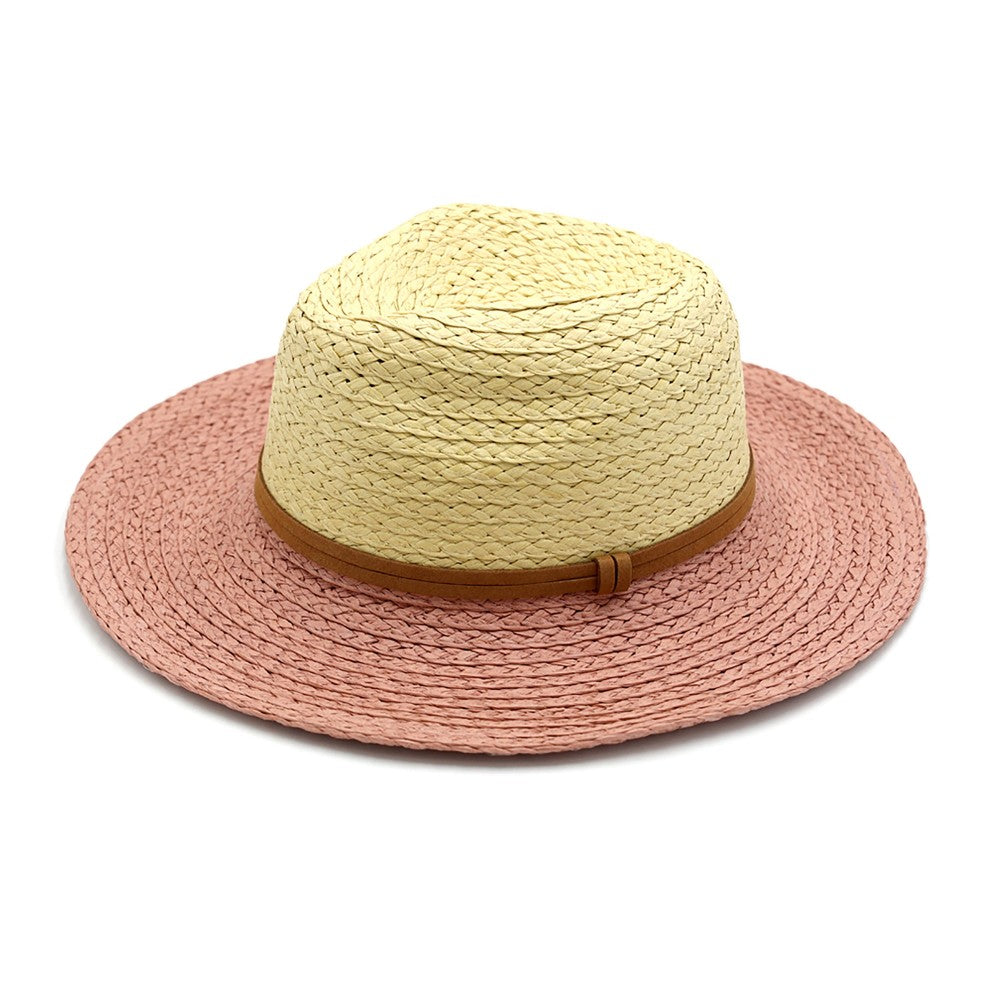 Two Tone Blush Straw Hat