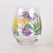 Mardi Gras Crown Wine Glass Set