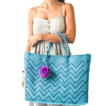 Load image into Gallery viewer, Blue Woven Tote
