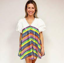 Load image into Gallery viewer, Colorful Stripe Sequin Dress
