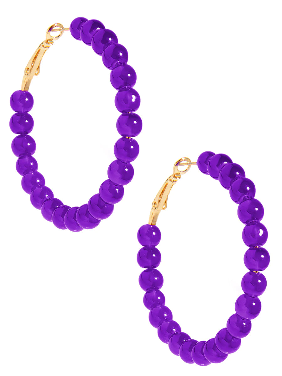 Glass Bead Hoop Earrings