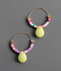 Yellow Teardrop Hoop Earrings