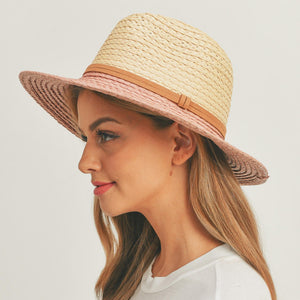 Two Tone Blush Straw Hat