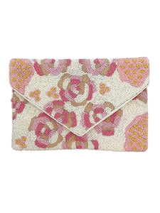 Lt. Pink Flower Beaded Clutch