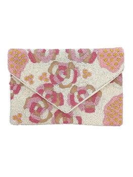 Lt. Pink Flower Beaded Clutch